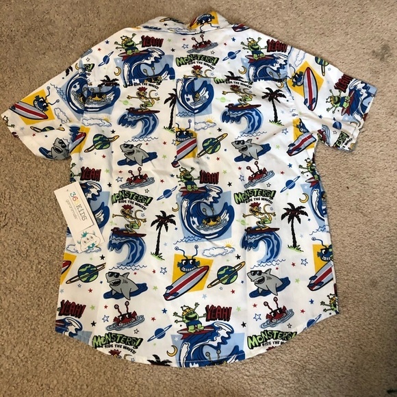 365 kids from granamals short sleeve button down collard shirt size 7 - Picture 7 of 8